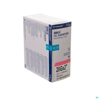 Terumo surflash iv catheter 51mm 20g rose   50