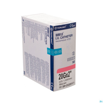 Terumo surflash iv catheter 51mm 20g rose   50
