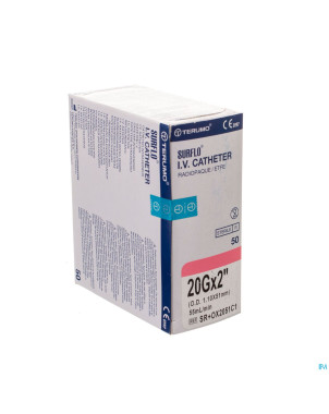 Terumo surflash iv catheter 51mm 20g rose   50