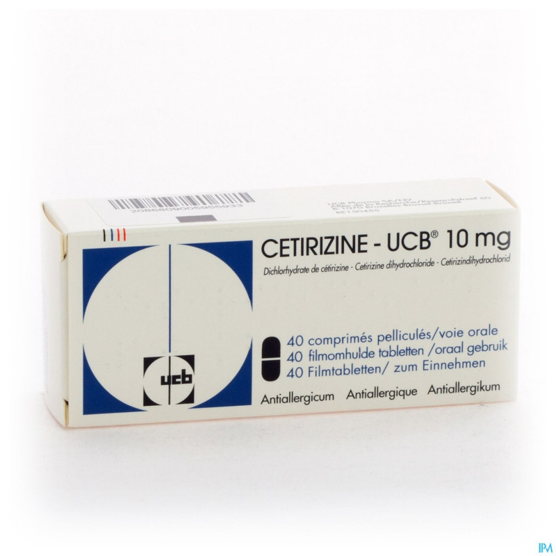 Cetirizine ucb comp pel. 40 x 10 mg