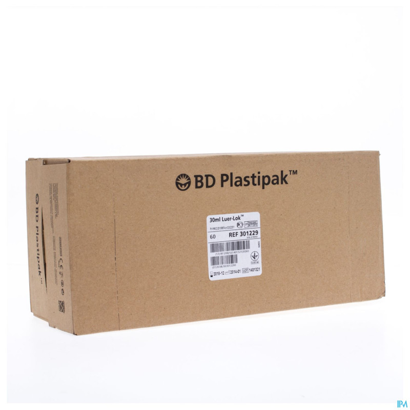 Bd plastipak seringue luer-lok 30ml    60 301229