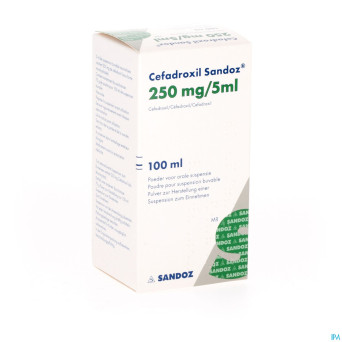 Cefadroxil 250 mg/5 ml sandoz pulv susp or 100 ml