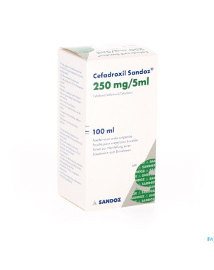 Cefadroxil 250 mg/5 ml sandoz pulv susp or 100 ml