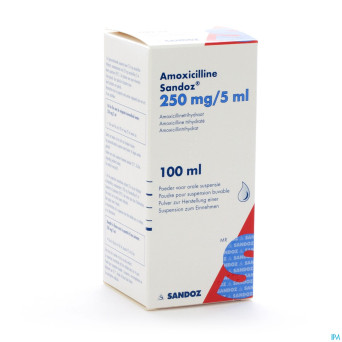 Amoxicilline sandoz 250mg/5ml pulv susp or 100ml