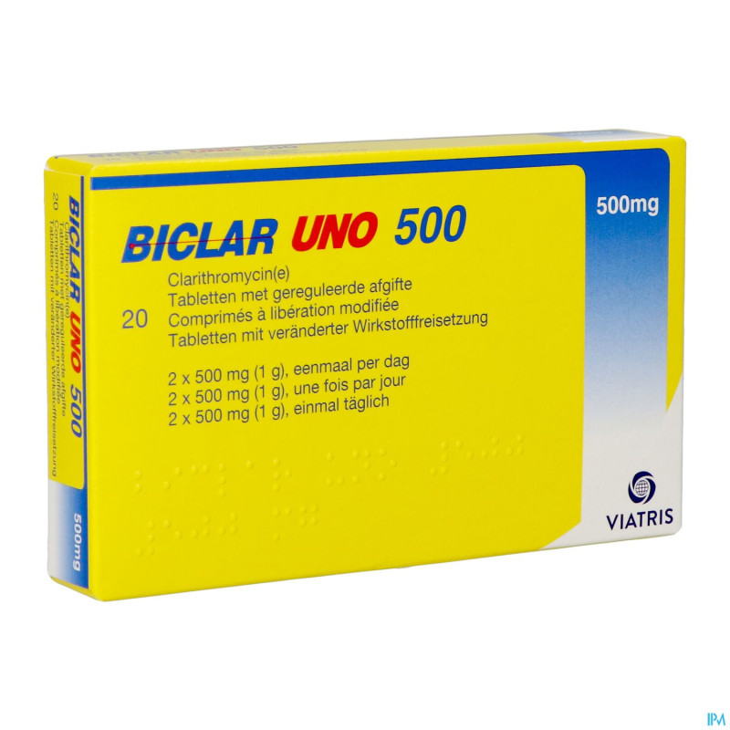 Biclar uno comp 20 x 500 mg