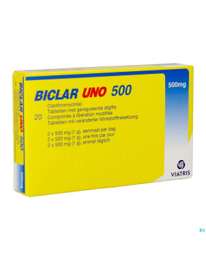 Biclar uno comp 20 x 500 mg