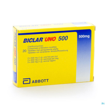 Biclar uno comp 20 x 500 mg