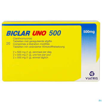 Biclar uno comp 20 x 500 mg