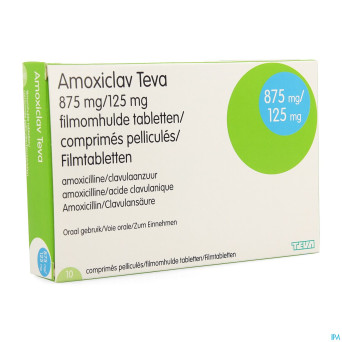 Amoxiclav teva 875 mg comp pell 10 x 875 mg