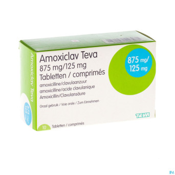 Amoxiclav teva 875 mg comp pell 10 x 875 mg