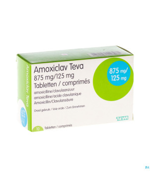 Amoxiclav teva 875 mg comp pell 10 x 875 mg