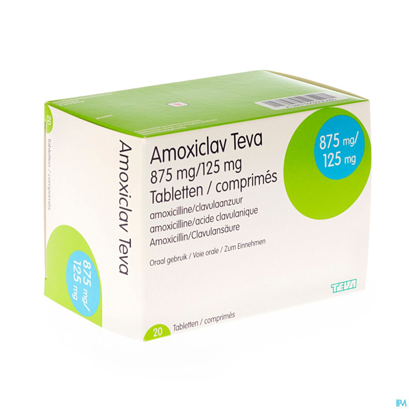 Amoxiclav teva 875 mg comp pell 20 x 875 mg