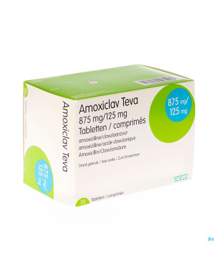 Amoxiclav teva 875 mg comp pell 20 x 875 mg