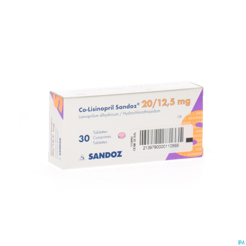Co lisinopril sandoz comp  30 x 20/12.5 mg