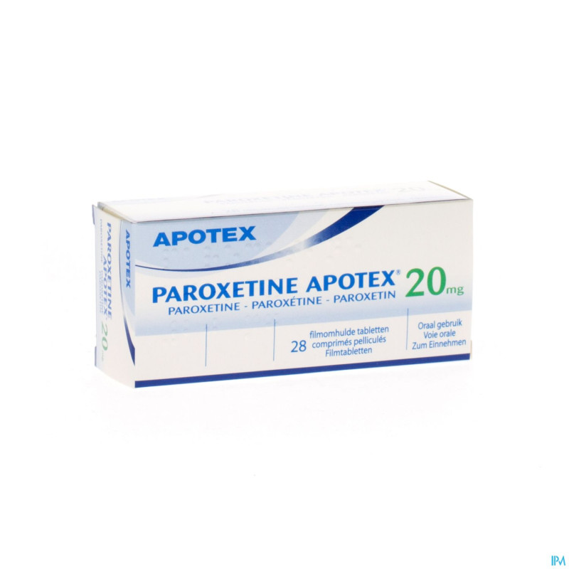 Paroxetine apotex comp 28 x 20 mg