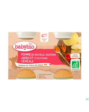 Babybio petit pot pomme-abricot-cereal 2x130g