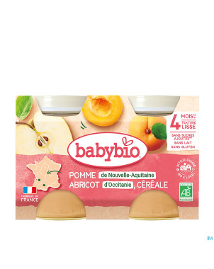 Babybio petit pot pomme-abricot-cereal 2x130g