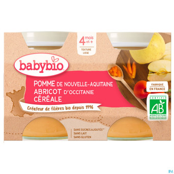 Babybio petit pot pomme-abricot-cereal 2x130g
