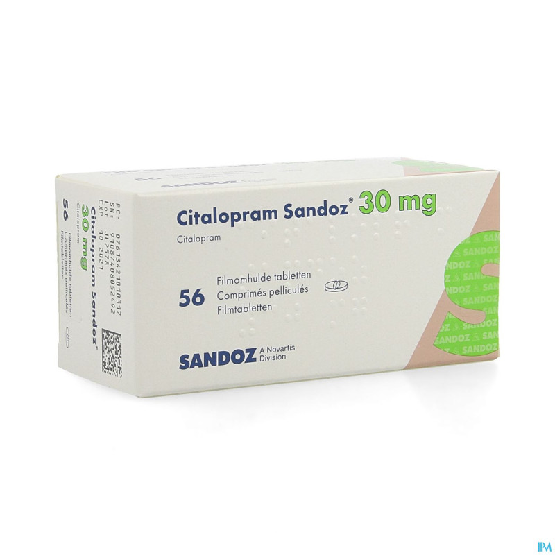 Citalopram sandoz comp 56 x 30 mg