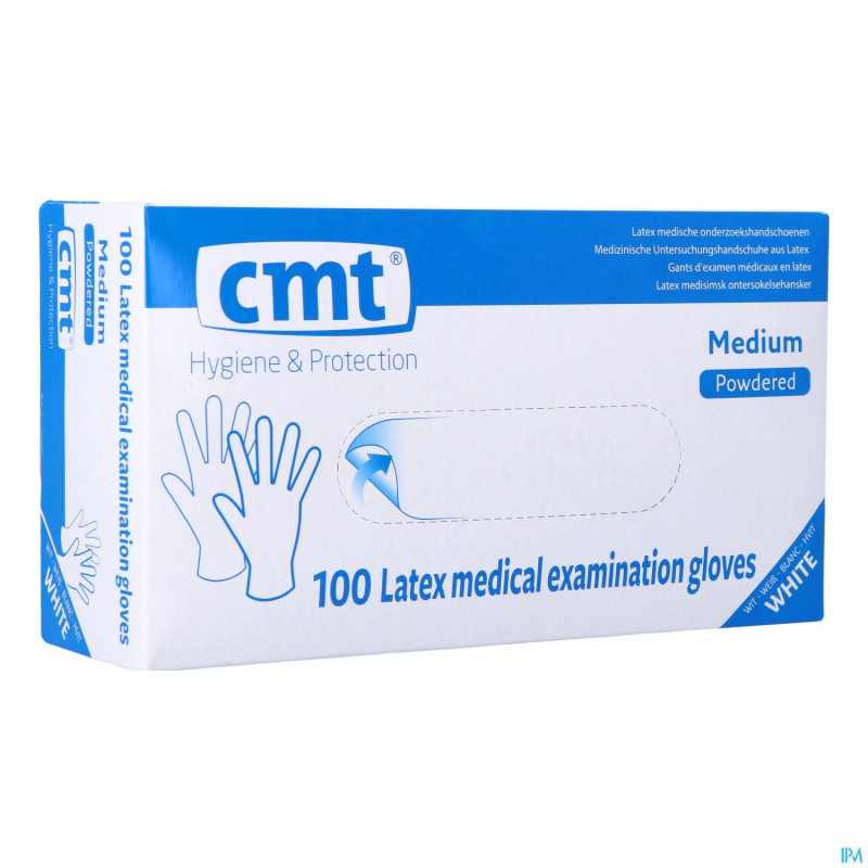 Cmt gants latex blanc lp    m 100