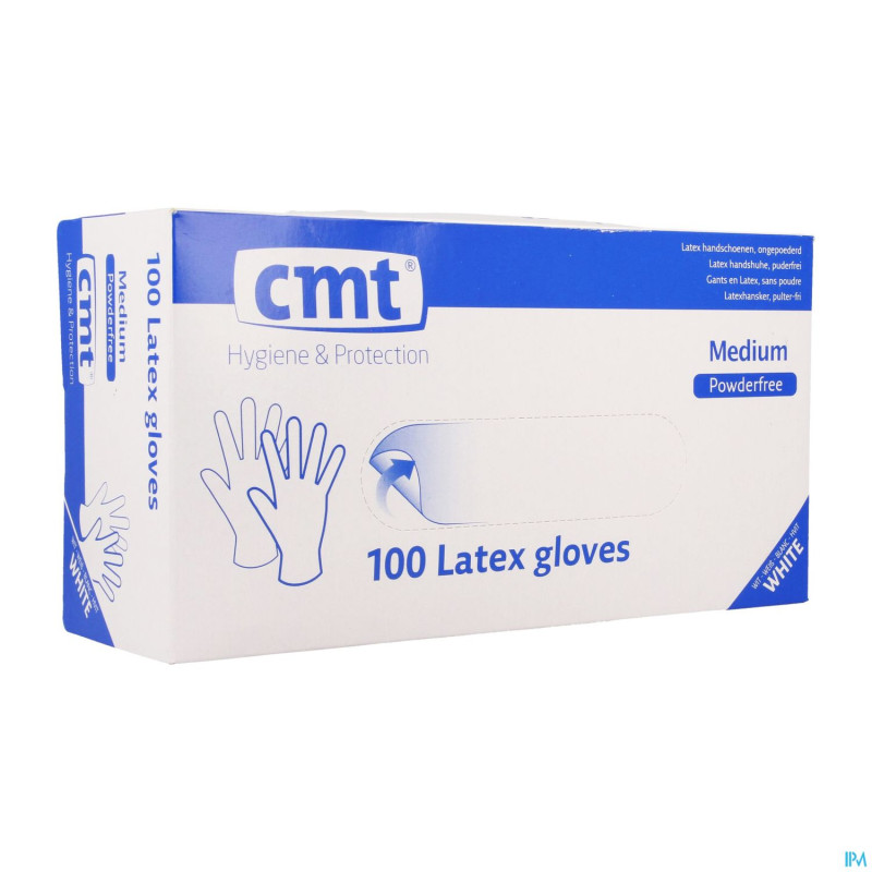 Cmt gants latex blanc pf    m 100
