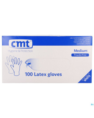 Cmt gants latex blanc pf    m 100