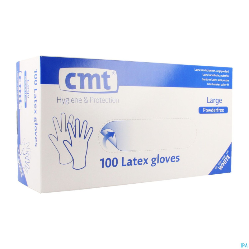 Cmt gants latex blanc pf    l 100