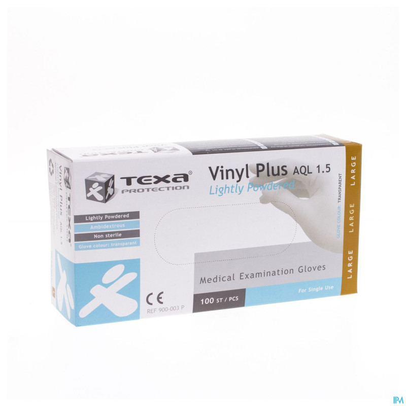 Texa gants vinyl blanc lp    l 100