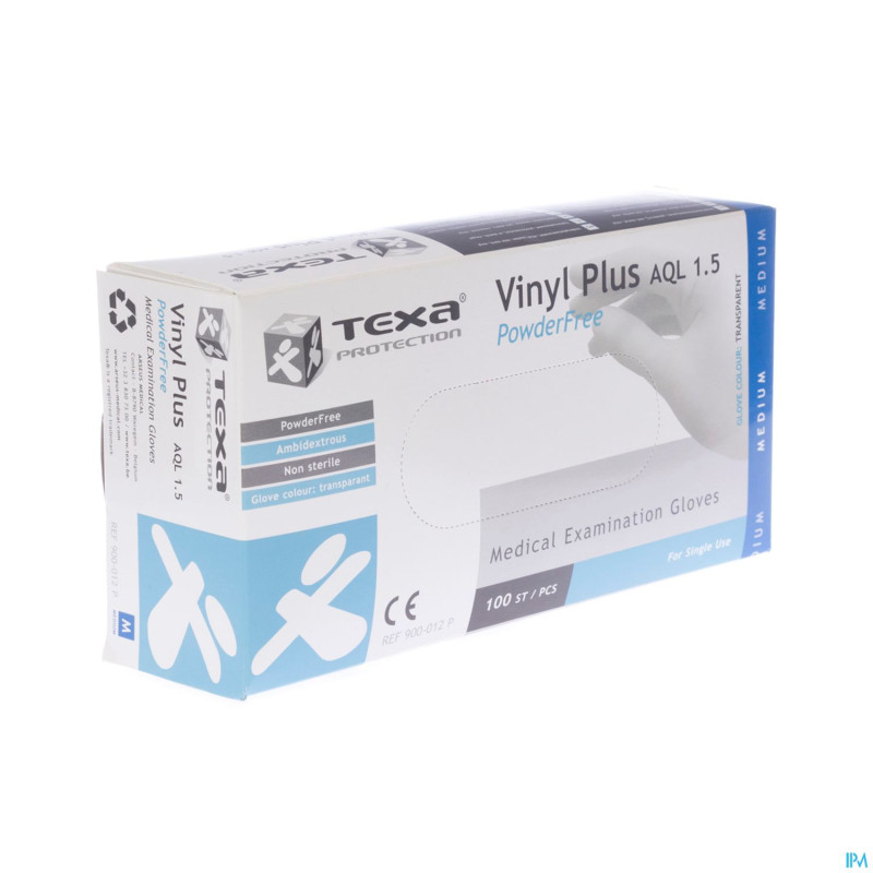 Texa gants vinyl blanc pf    m 100