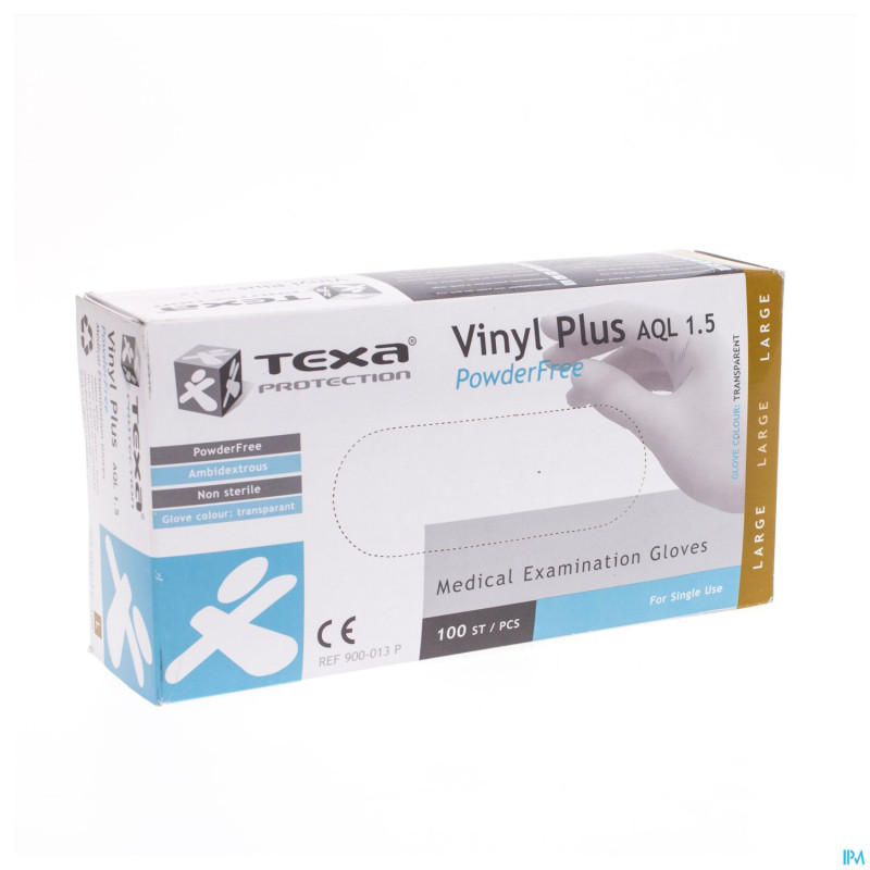 Texa gants vinyl blanc pf    l 100
