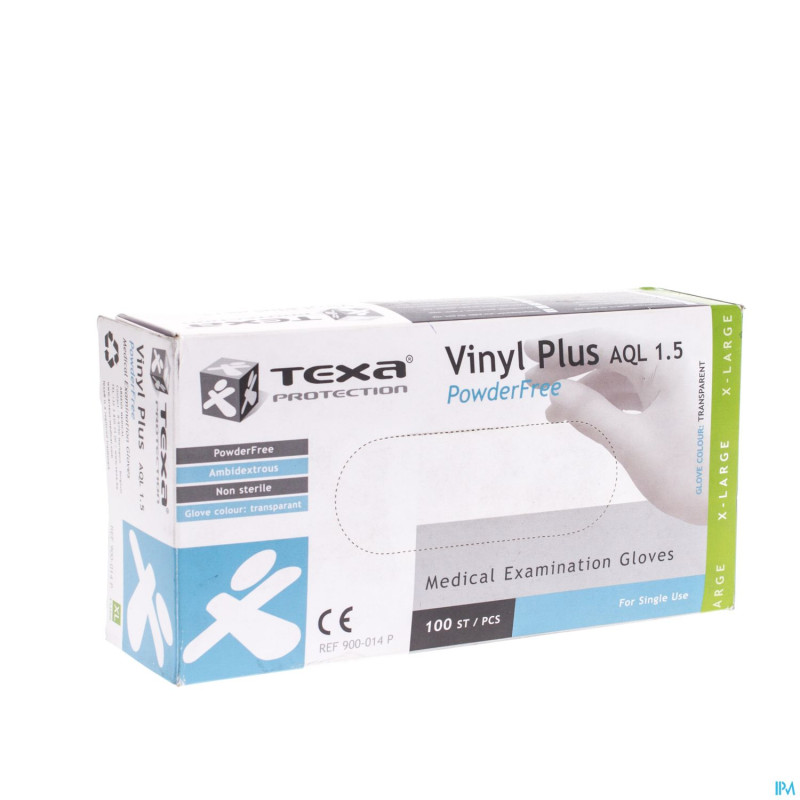 Texa gants vinyl blanc pf    xl 100