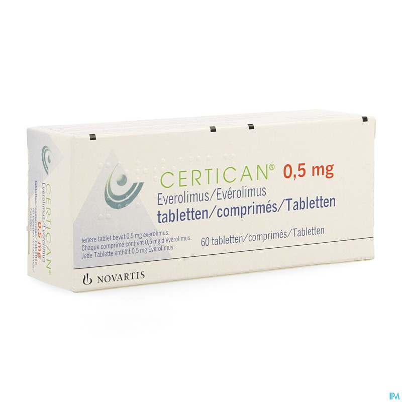 Certican 0,50 mg comp enrob 60 x 0,50 mg