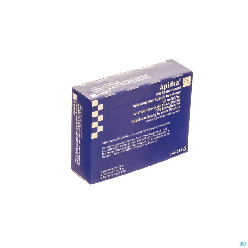 Apidra 100 u/ml cartouche patronen 5x3 ml 1500 u