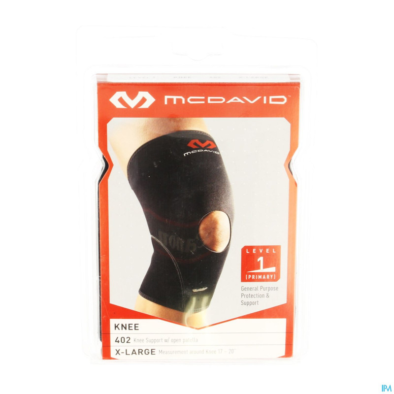 Mcdavid knee supp.open patella black/scarl. xl 402