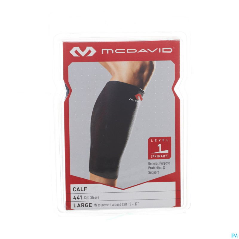 Mcdavid del calf support black/scarlet    l 441
