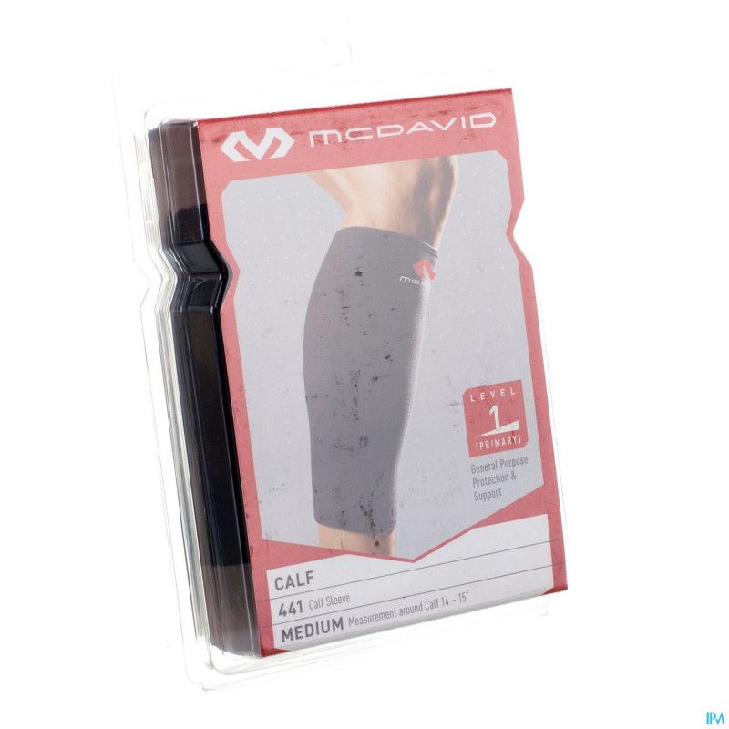 Mcdavid del calf support black/scarlet    m 441