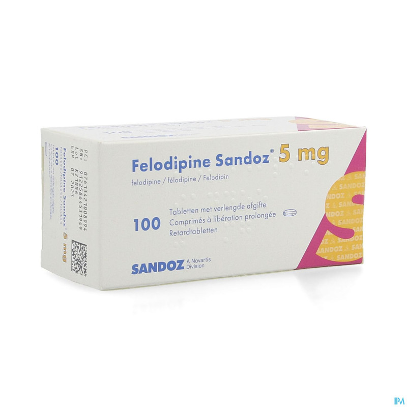 Felodipine sandoz comp retard 100 x 5 mg