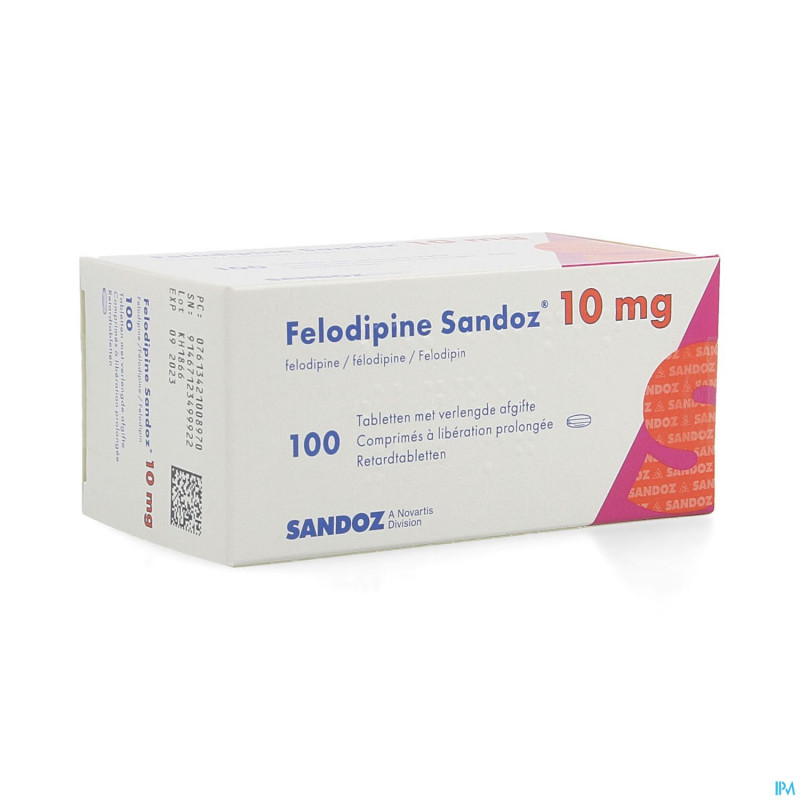Felodipine sandoz comp retard 100 x 10 mg