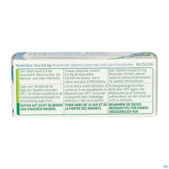 Moxonidine teva comp 56 x 0,4 mg