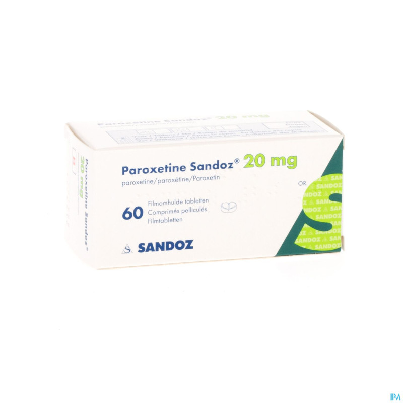 Paroxetine 20 mg sandoz comp pell  60 x 20 mg