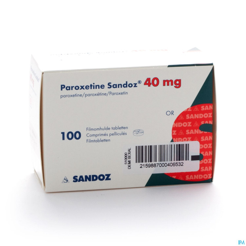 Paroxetine 40 mg sandoz comp 100 x 40 mg