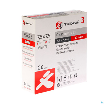Texa 3 compresse sterile 8pl    7,5x 7,5cm  20