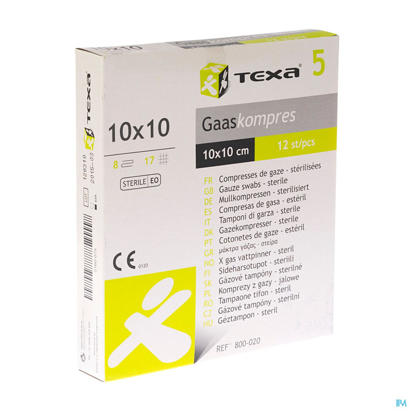 Texa 5 compresse sterile 8pl    10,0x10,0cm  12
