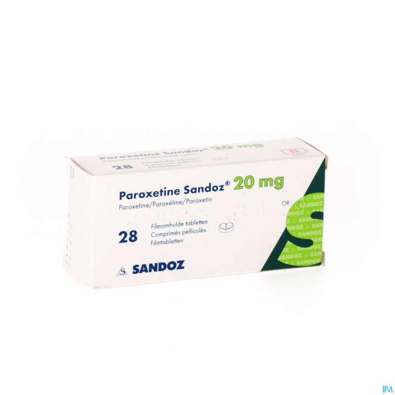 Paroxetine 20 mg sandoz c0mp pell  28 x 20 mg