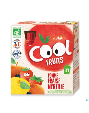 Kalibio mix fruits pomme-fraise-myrtille 4x90g