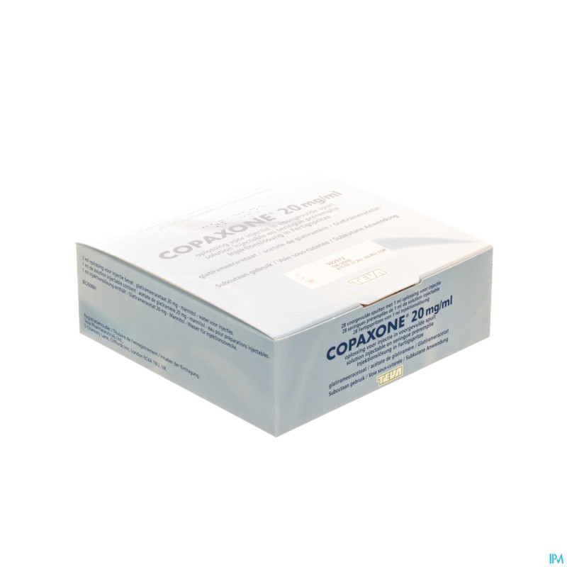 Copaxone 20mg/ml sol inj seringue prerempli 28