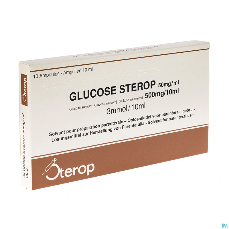 Glucose  5 % sterop 500 mg/10 ml  10