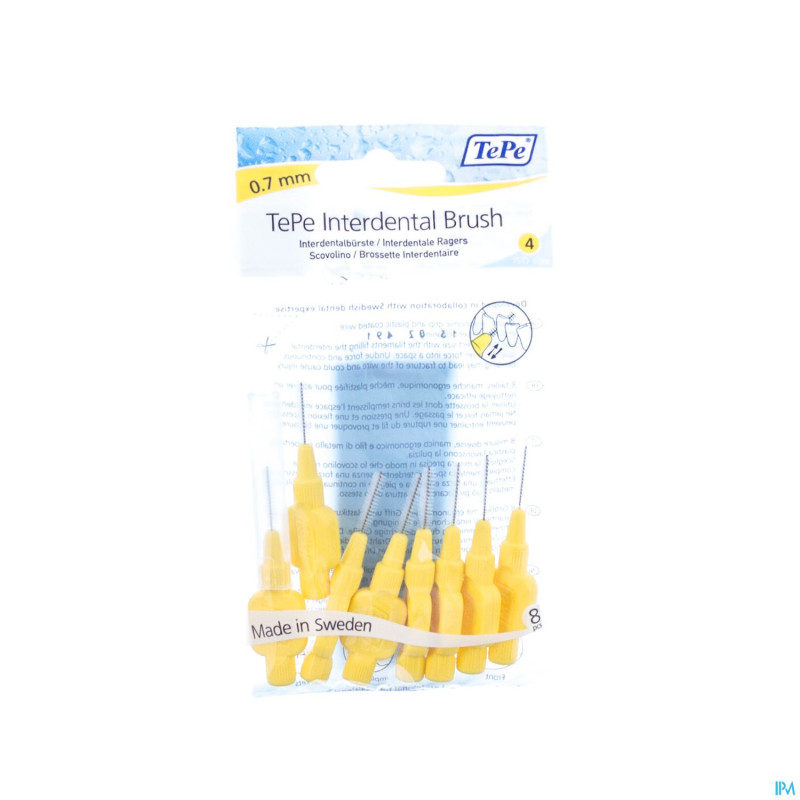 Tepe interdental brush cyl.0,70mm yellow    fine 8
