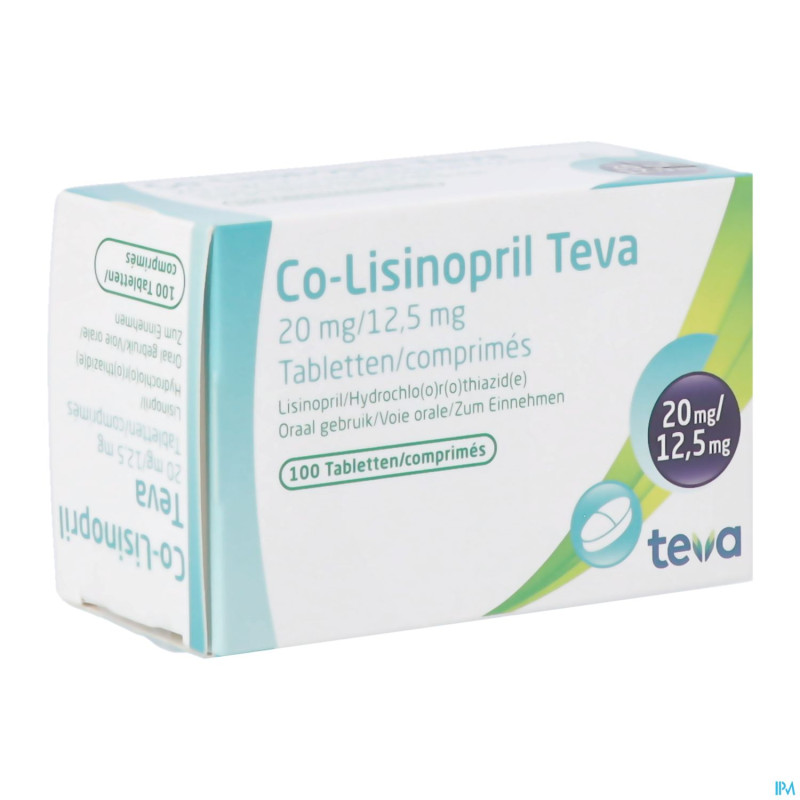 Co lisinopril teva comp 100 x 20/12.5 mg
