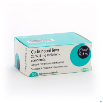 Co lisinopril teva comp 100 x 20/12.5 mg